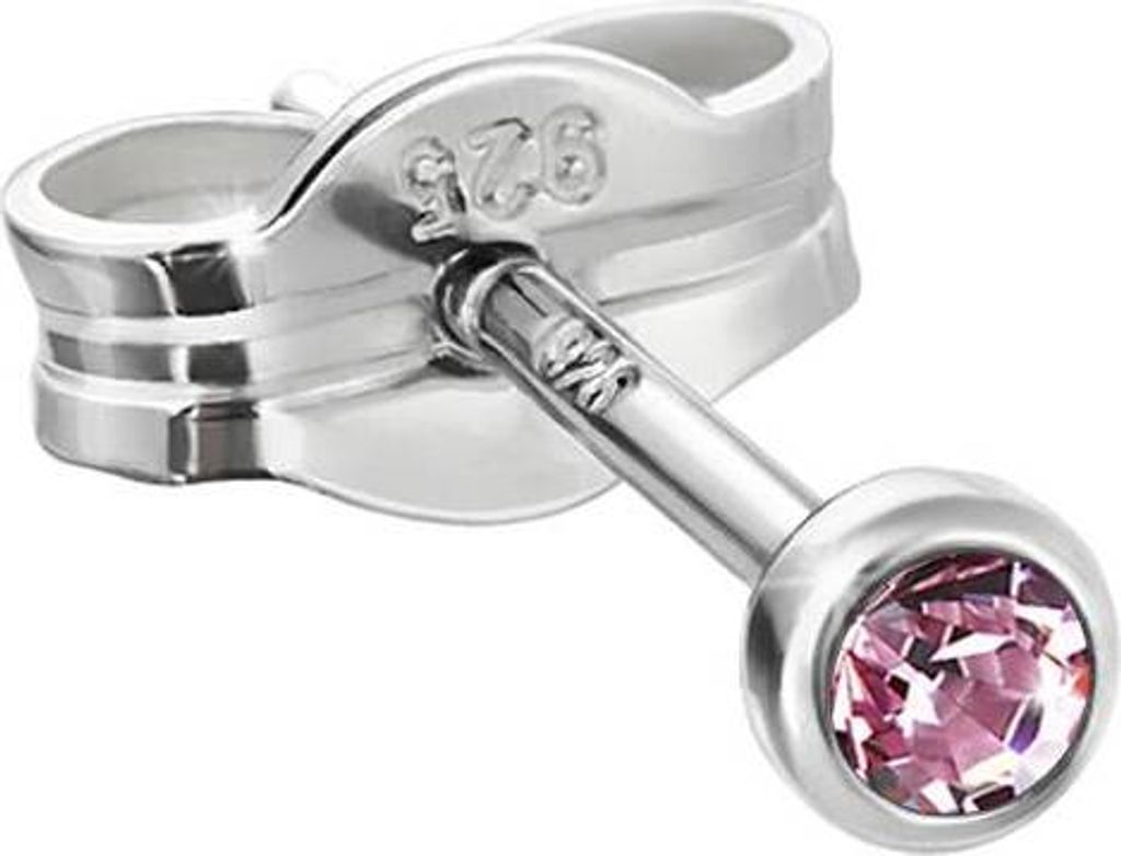 Single Ohrstecker Silber 925er 2,50mm Lavendel Zirkonia Damen Herren Kinder 6535