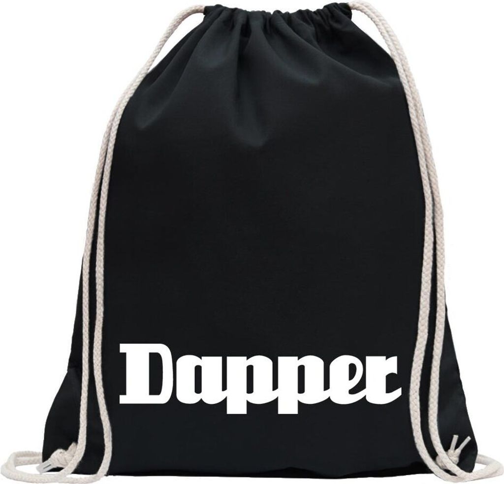 Kiwistar - Turnbeutel - schwarz - Dapper Design 2 - Fun Rucksack Sport Beutel Gymsack Baumwolle mit Ziehgurt