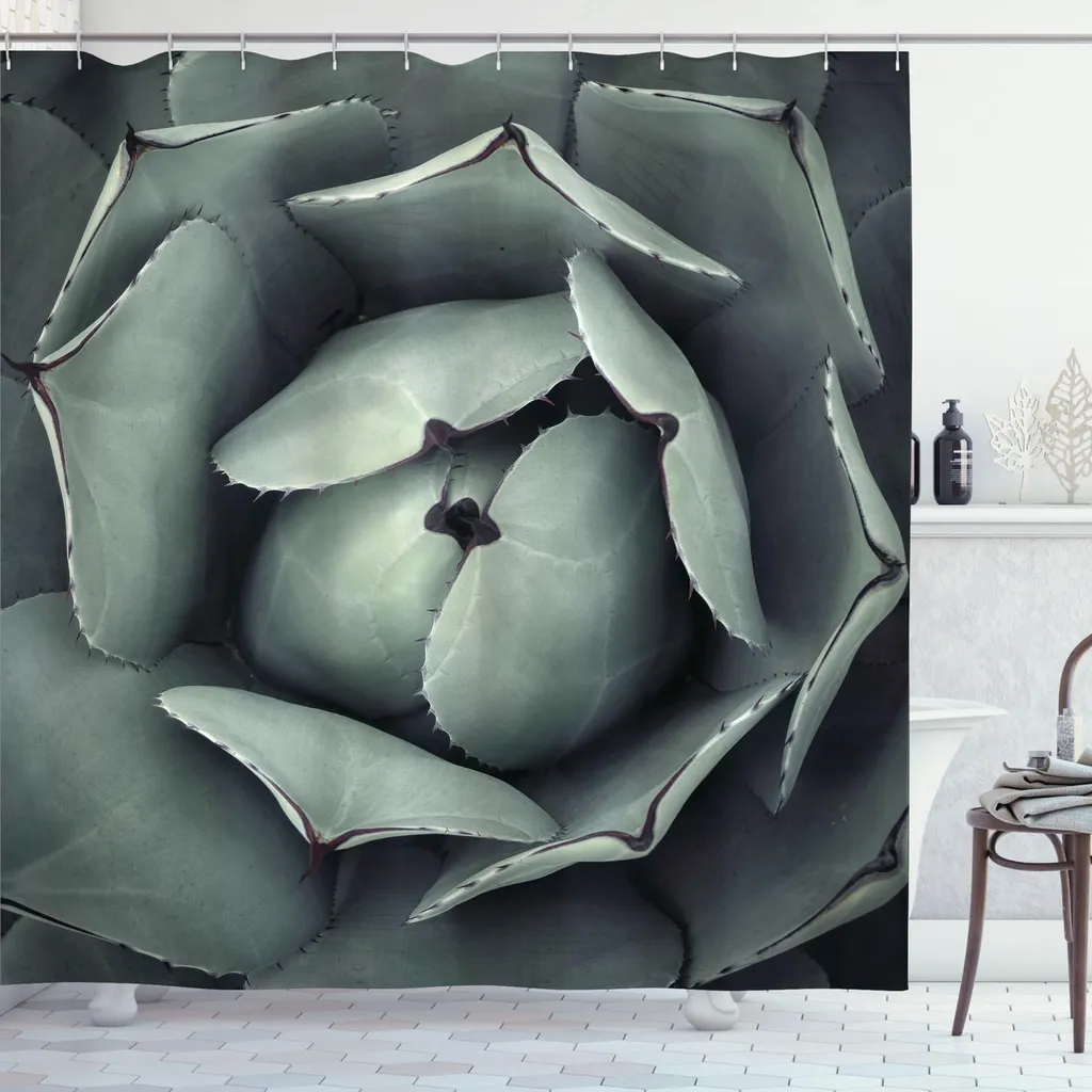 Arredo Bagno: Tenda Doccia Moderna Cactus Flower ABAKUHAUS Grigio