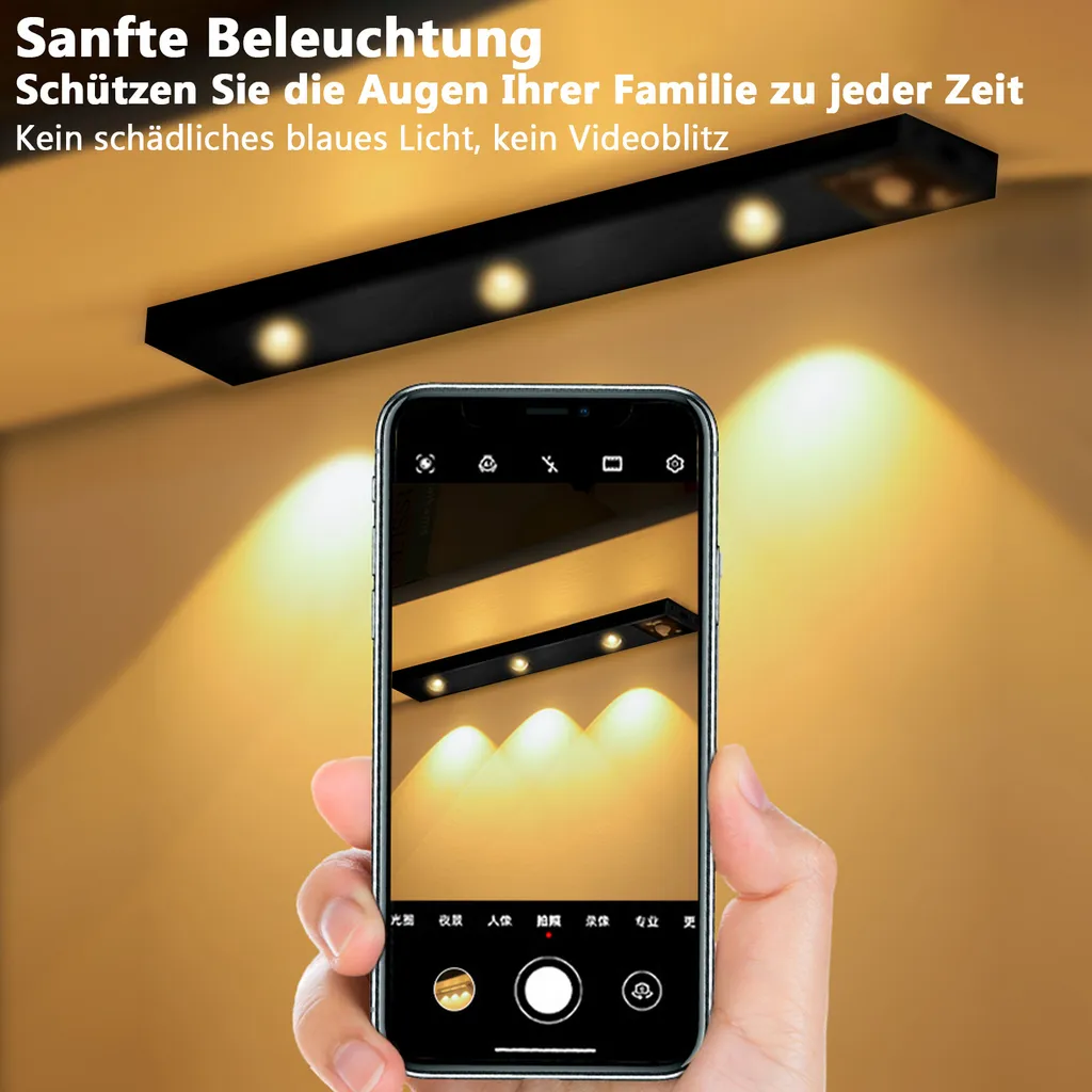 Barra LED 30cm Nera Wireless per Armadio e Cucina - Sensore Smart - 8