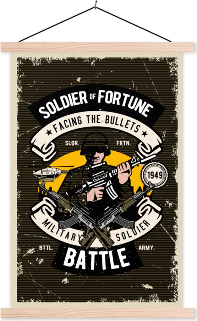 MuchoWow Textilposter Jahrgang - Gewehr - Armee 40x60 cm mit holzfarbenen Rahmen - Poster