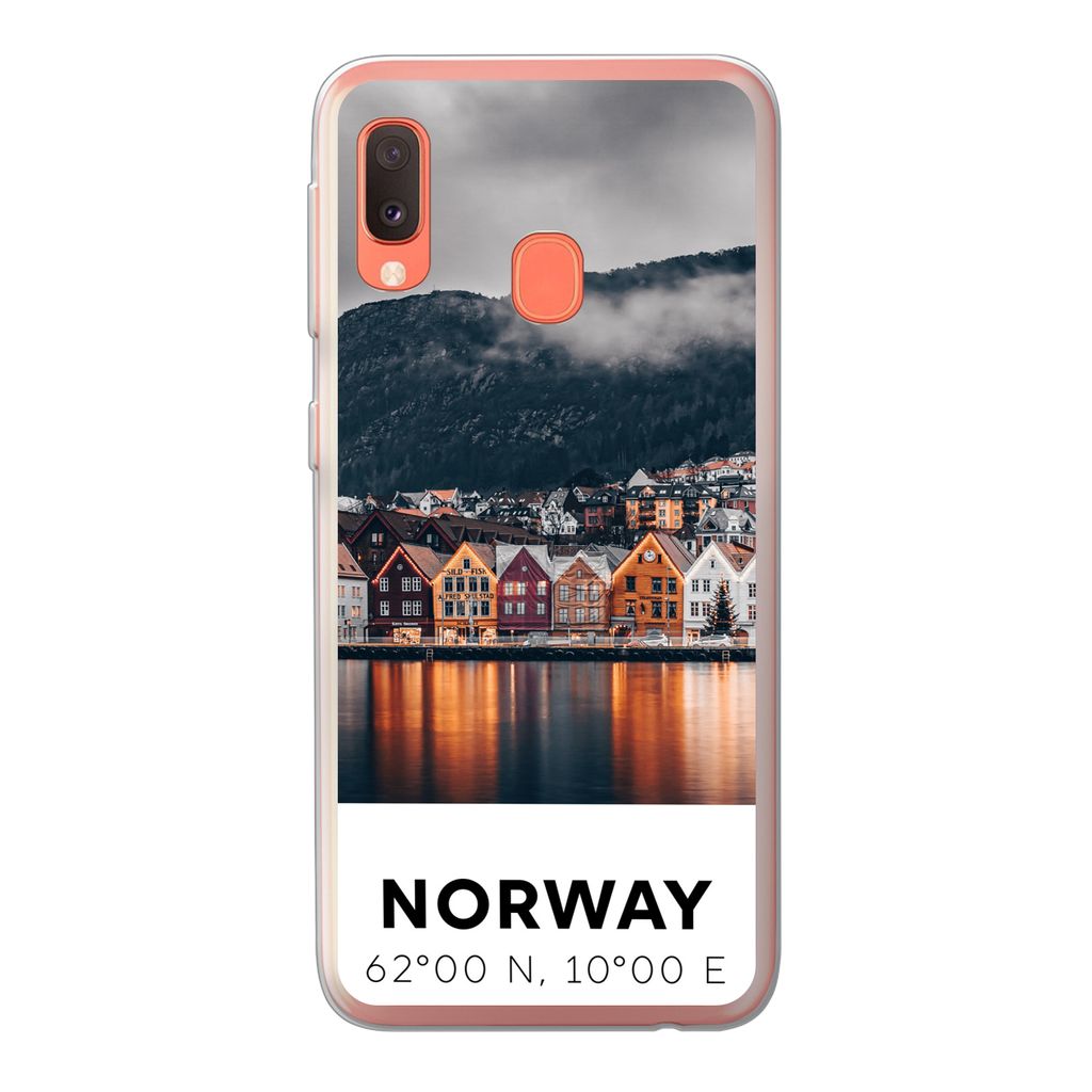 MuchoWow Handyhülle Schutzhülle Hülle für Samsung Galaxy A20e Norwegen - Skandinavien - Bergen - Winter Silikon Softcase Handy Hülle - Abdec...