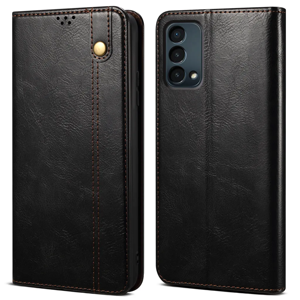Custodia per OnePlus Nord N200 5G, custodia in pelle flip wallet con funzione stand nero