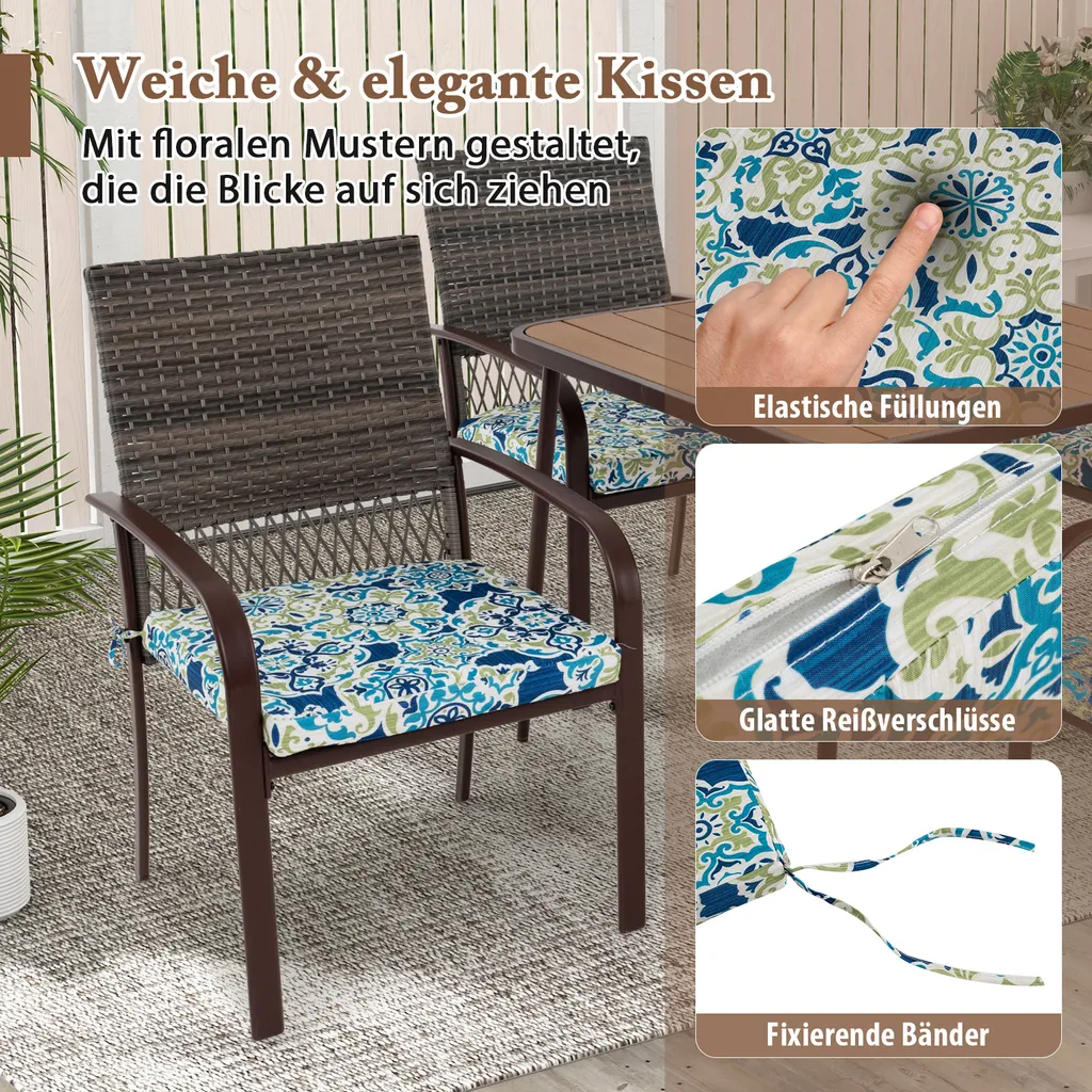 Ensemble Repas Extérieur pour Terrasse avec 4 Chaises et Table Ronde - 6