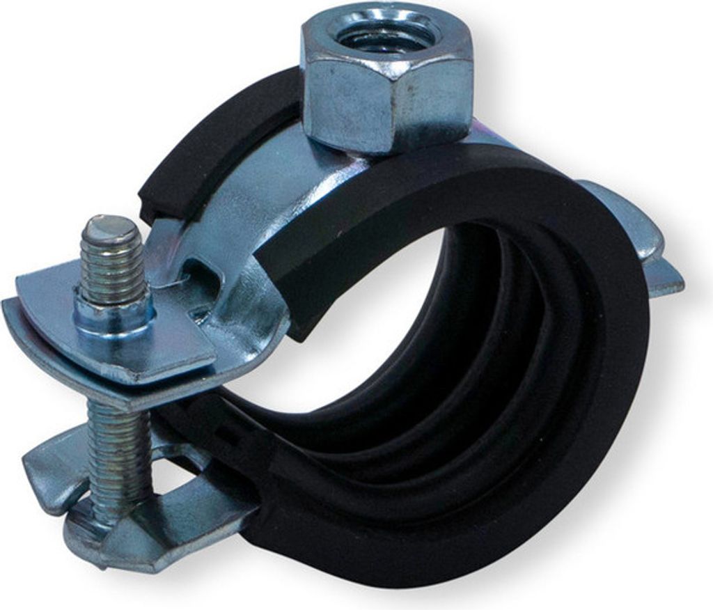 Gelenk Rohrschelle mit Kippschraube + Schallschutz für Rohr, Größe 25 - 28 mm