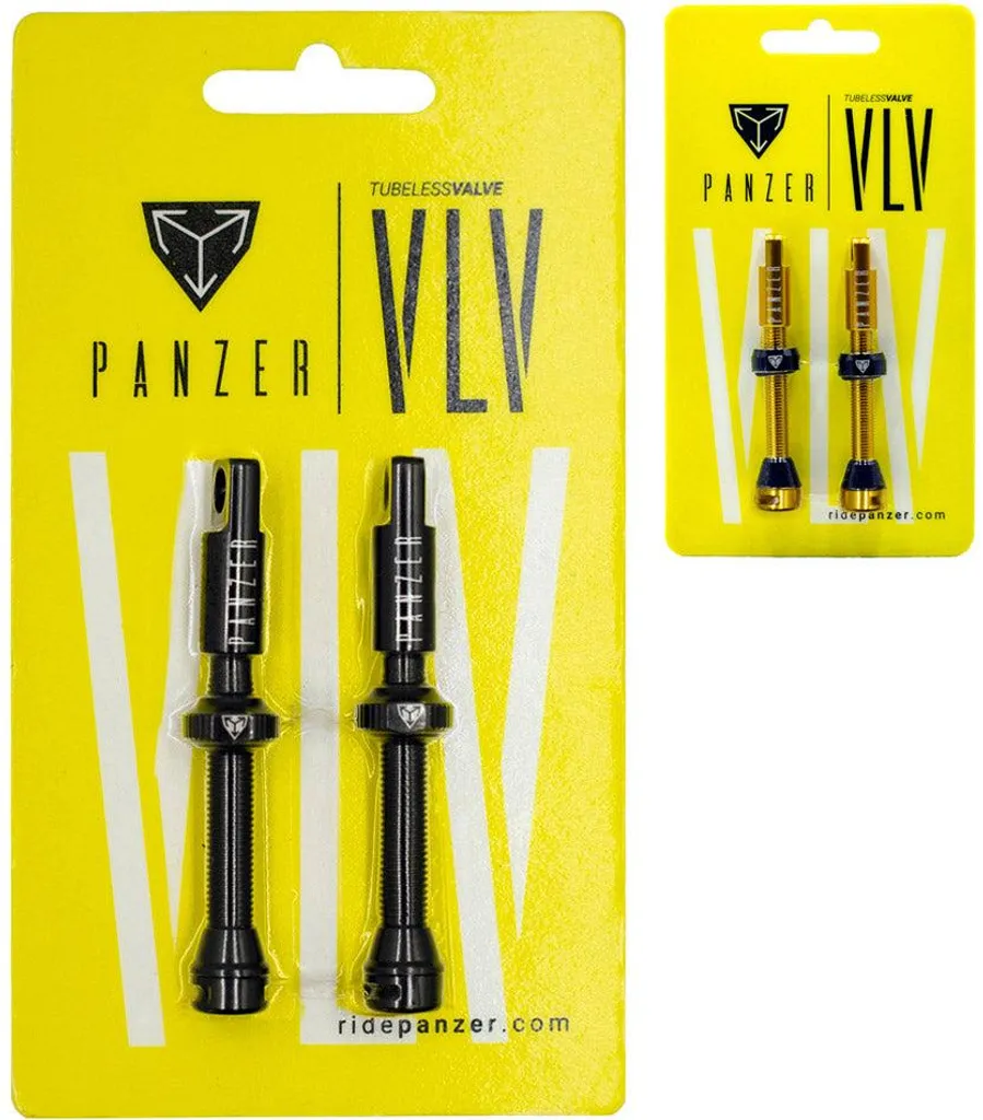 Paire de valves Tubeless Panzer 48 mm dorées pour jantes vtt et inserts