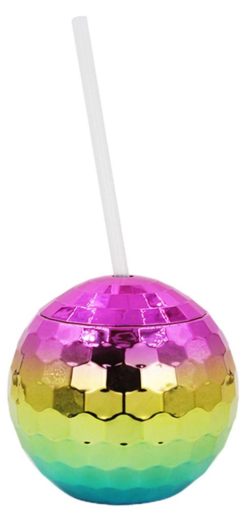 Set 600 ml Kugelbecher mit Strohhalm, Glitzer-Flash-Beschichtung, Discokugel-Licht, Allzweck-Trinkbecher, Weinbecher für KTV