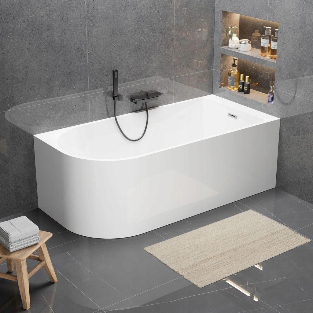 Corciano Vorwandbadewanne Pula Rechts 160x75 cm Weiß | Produktbild 