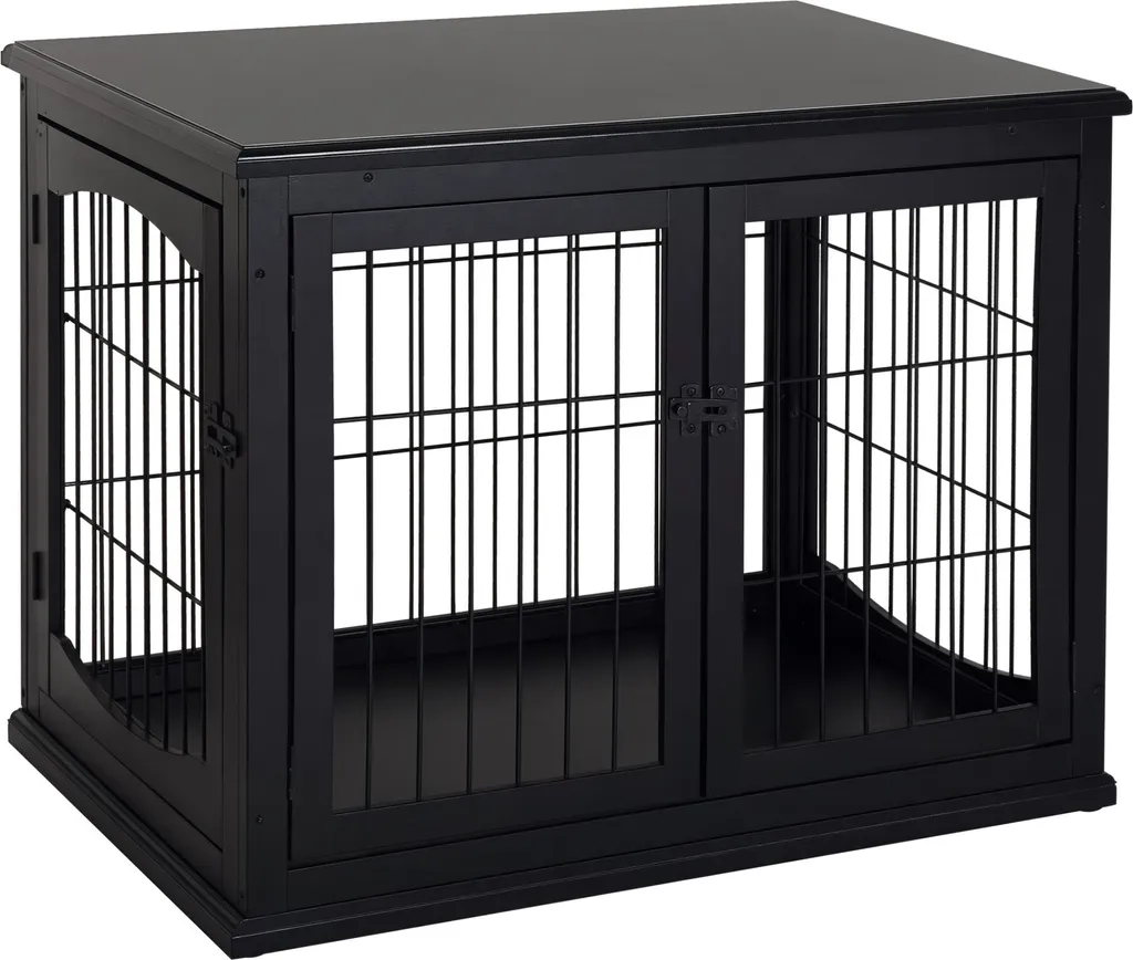 Cage Chien Esthétique en Bois Noir : Sécurité et Design pour Salon