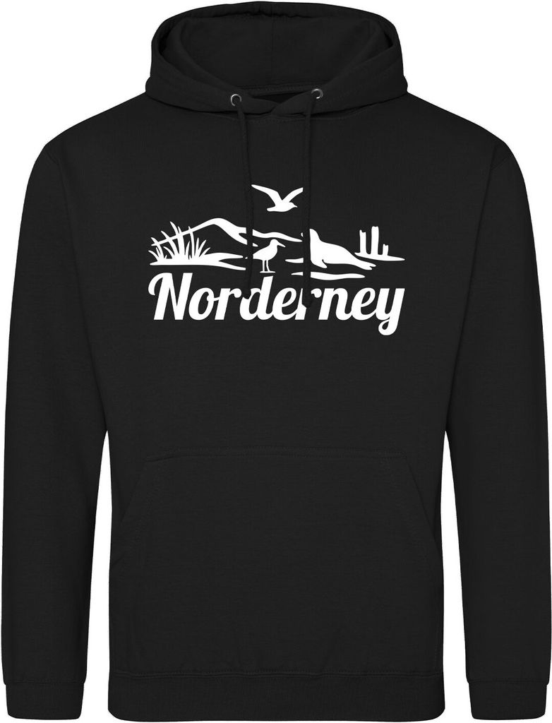 Huuraa Uni Hoodie Norderney Strandmotiv 3XL Deep Black Vegan Sweatshirt Geschenkidee