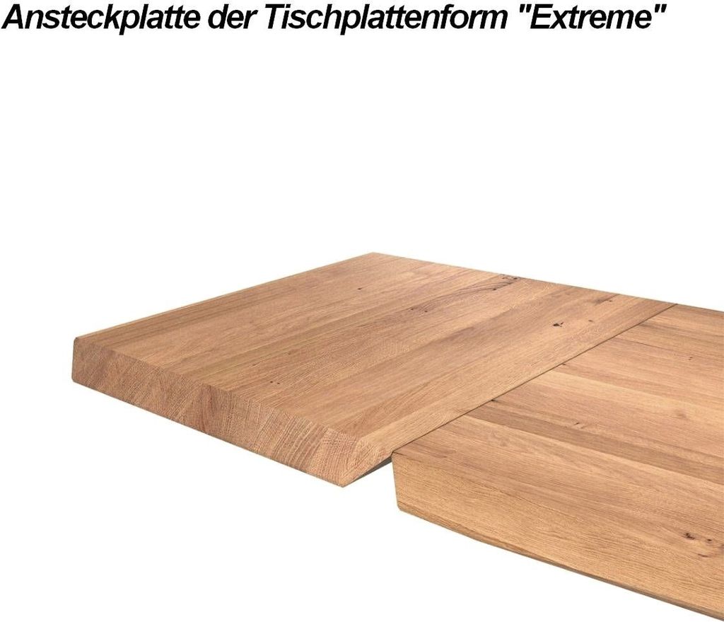 Ansteckplatte Extreme Wildeiche massiv Wildeiche geölte Optik 50x85 cm für Tischgröße 180x95
