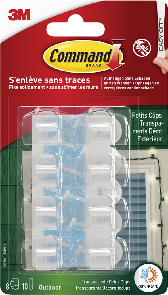 3M Command Outdoor Kabel-Clip transparent Größe: S Kunststoff 8 Clips