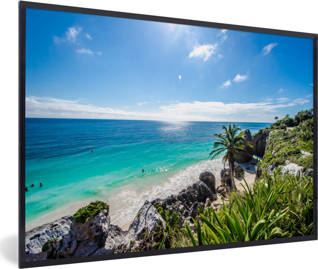 MuchoWow MuchoWow Gerahmtes Poster Strand - Natur - Wolken 90x60 cm - Poster mit zchwarzem Bilderrahmen - Fotorahmen - Foto-Plakat