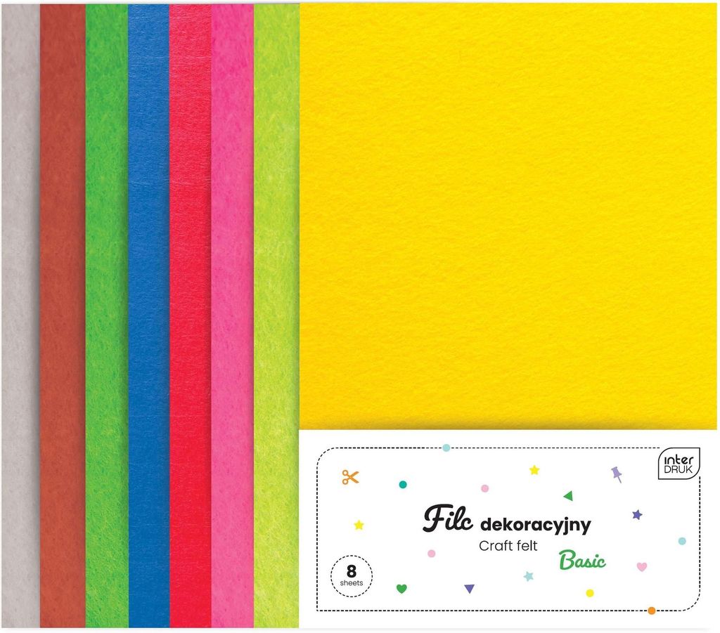 Feltro decorativo colorato per la scuola A4 8 pezzi Immagine del prodotto 