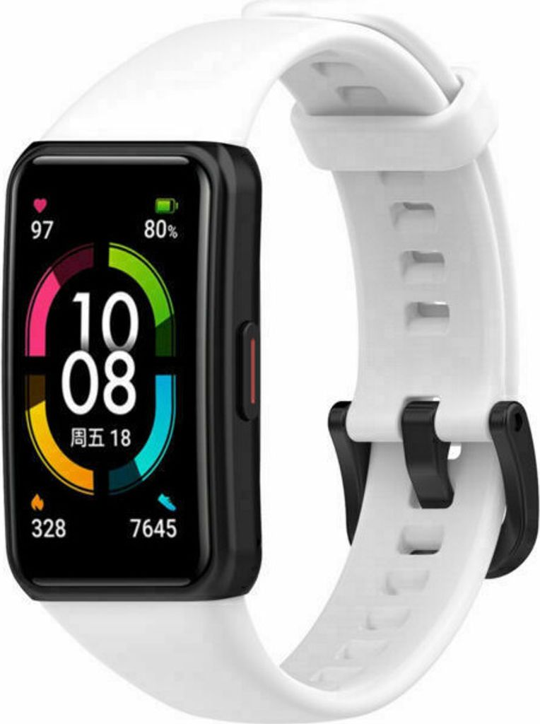 Strap-it Huawei Band 6 Silikonarmband (weiß)