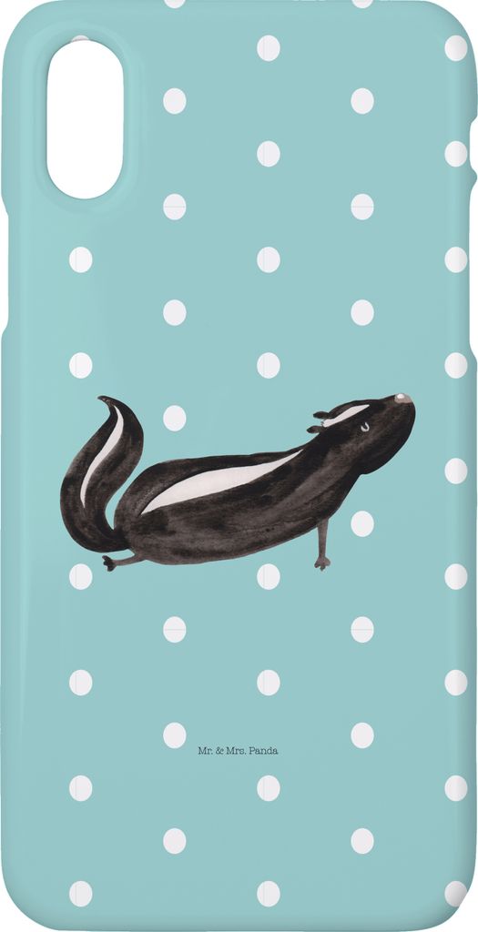 Mr. & Mrs. Panda Iphone 10 Handyhülle Stinktier Yoga - Türkis Pastell - Geschenk, Liebe, Hülle, Cover, Lebe, X, Handy, Namaste, Lache