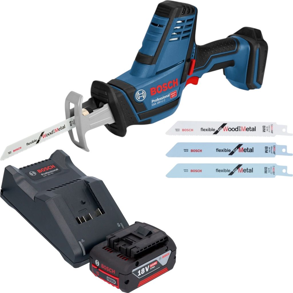 Bosch GSA 18V-LI C Professional Akku Reciprosäge Säbelsäge 18 V + 1x Akku 4,0 Ah + Ladegerät