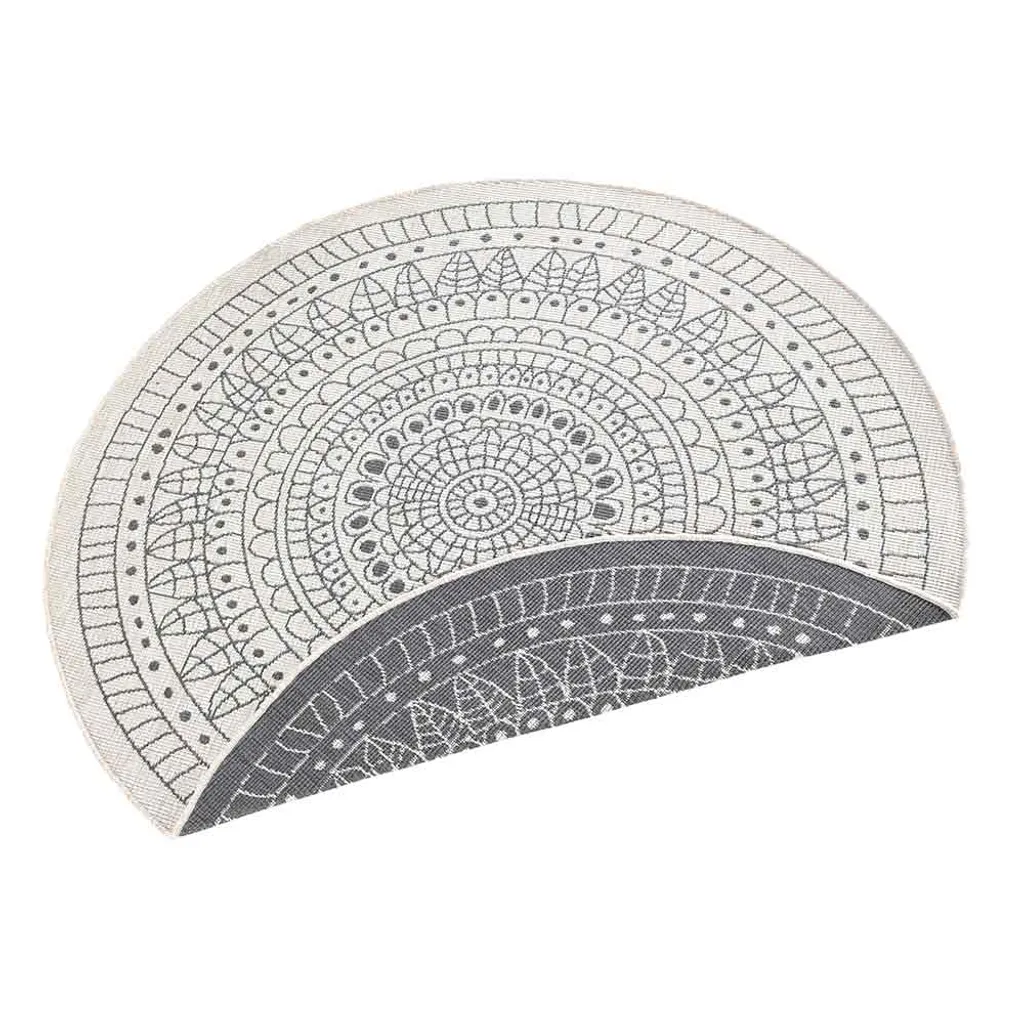 Tapis de Jardin Rond 200 cm Double Face Crème et Gris pour Terrasse - 9