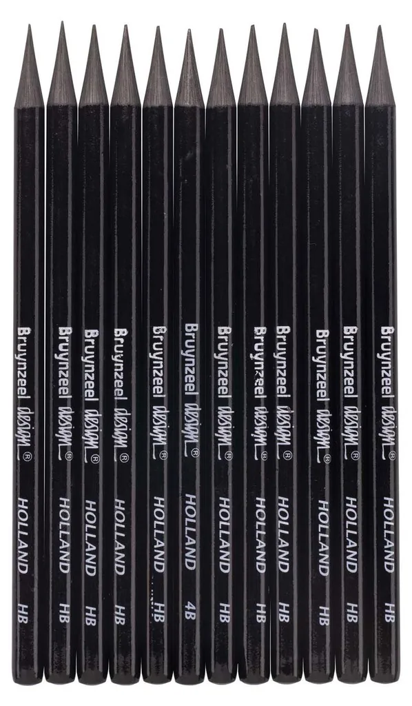 Crayons Graphite HB Bruynzeel Design (12x) pour Esquisses et Dessin Pro