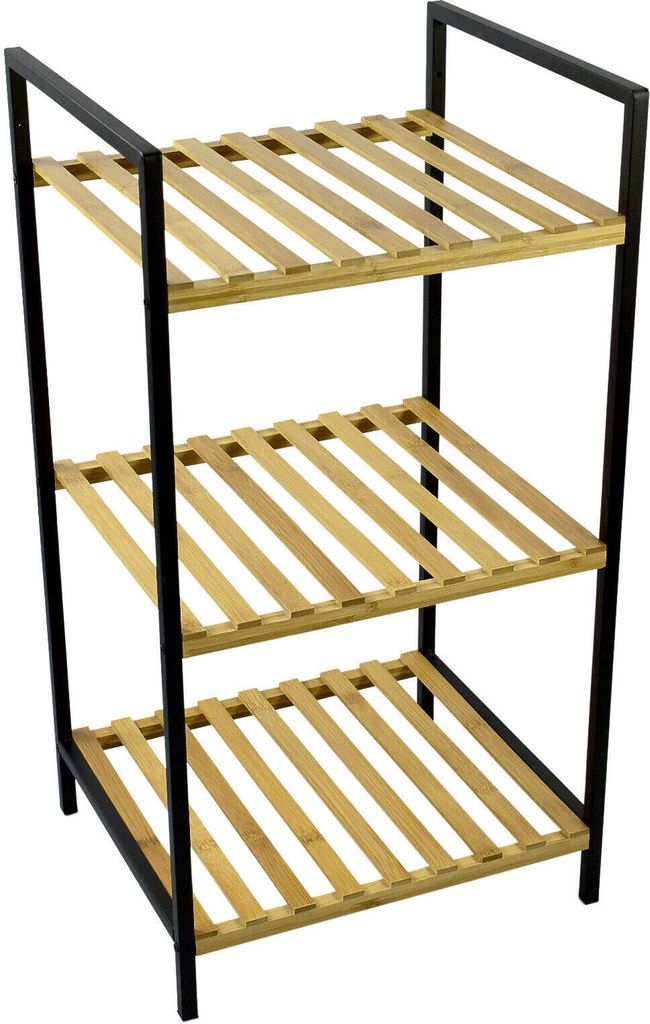 BURI Badezimmerregal Bambus 3 Etagen  78x37x33 Cm Standregal Holz Fr Bad,  Flur & Kche