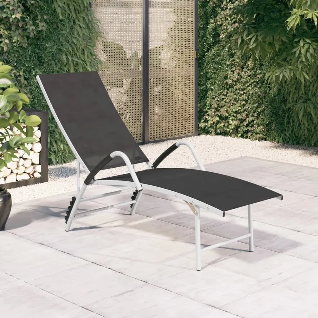 Bain de soleil aluminium noir design épuré - Lit de jardin réglable - 2