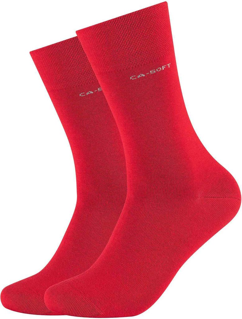 2er Pack camano ca-Soft Socken Uni 0041 - true red 35-38