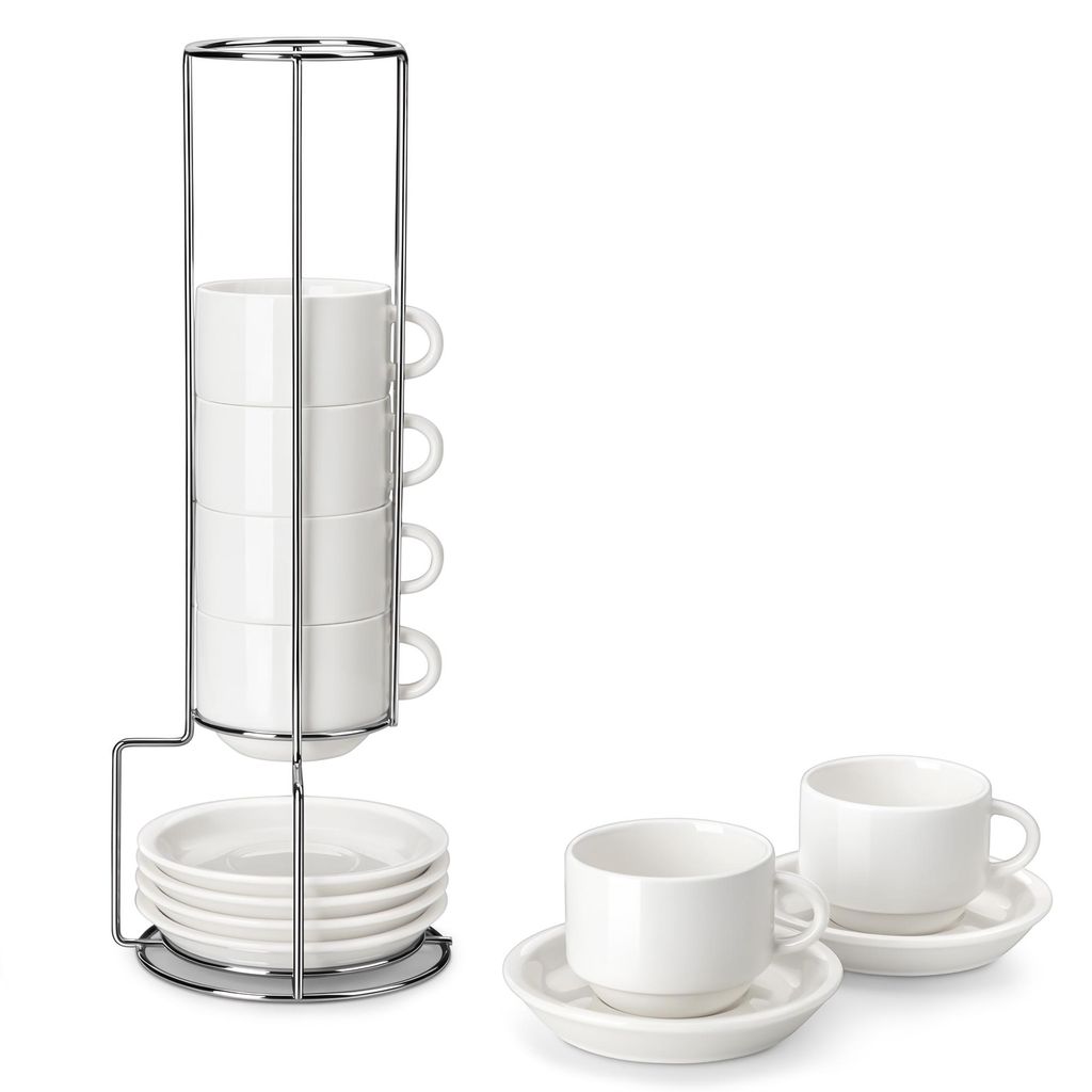 MALACASA 4dílná sada šálků, porcelánová sada šálků na kávu, Obrázek produktu 