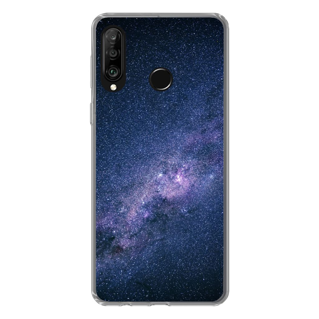 MuchoWow Handyhülle Schutzhülle Hülle für Huawei P30 Lite Galaxie - Sterne - Weltraum - Jungen - Mädchen - Kinder Silikon Softcase Handy Hü...
