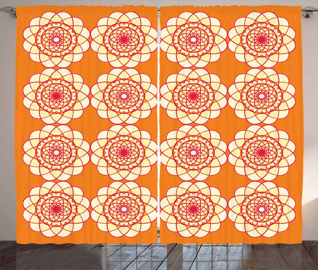 Tenda Rustica ABAKUHAUS 280x245 cm Arancione e Rosa | Geometria Retrò