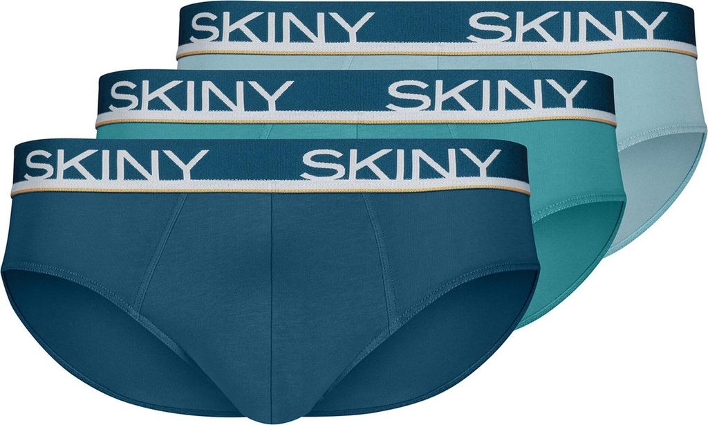 SKINY Herren Slips 3er Pack - Brasil Briefs, Unterwäsche Set, Baumwolle Stretch Blau/Türkis/Hellblau 2XL