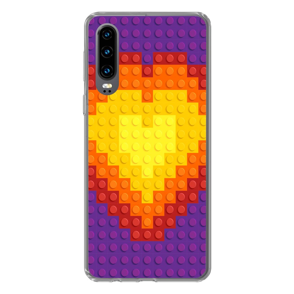 MuchoWow Handyhülle Schutzhülle Hülle für Huawei P30 Muster - Herz Silikon Softcase Handy Hülle - Kartenbesitzer