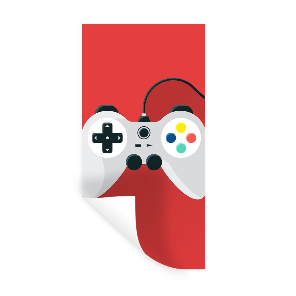 MuchoWow Wandtattoo Wandsticker Wandaufkleber Controller - Spiele - Rot 40x80 cm Selbstklebend und Repositionierbar - Repositionierbar - Wasser a...
