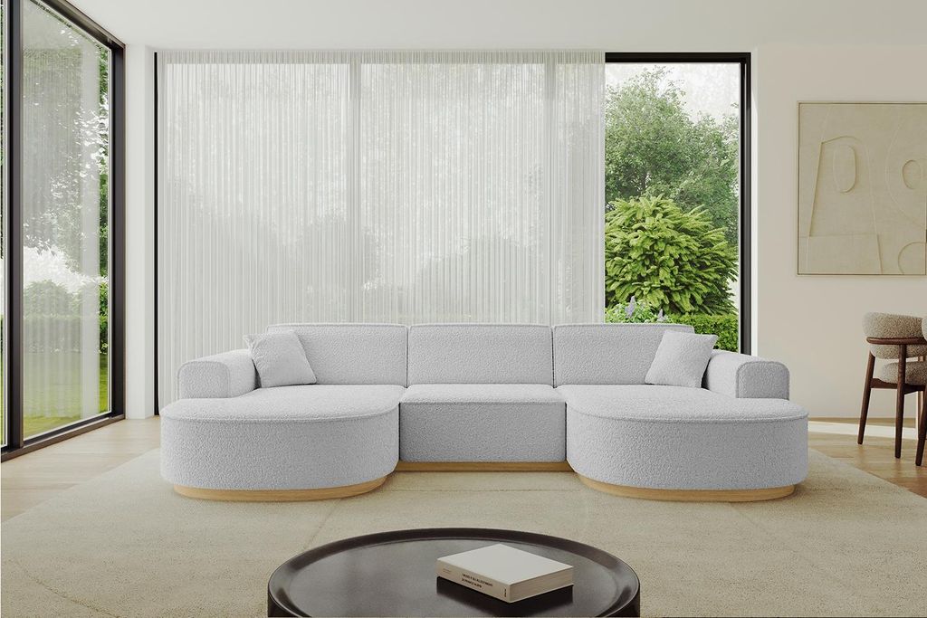 ALTDECOR Ecksofa in U-Form MARI-U1-v2 - 303x171x83 cm Hellgrau - Corner Sofa Bett Eckcouch Couch L-Form Wohnlandschaft Cauchsofa