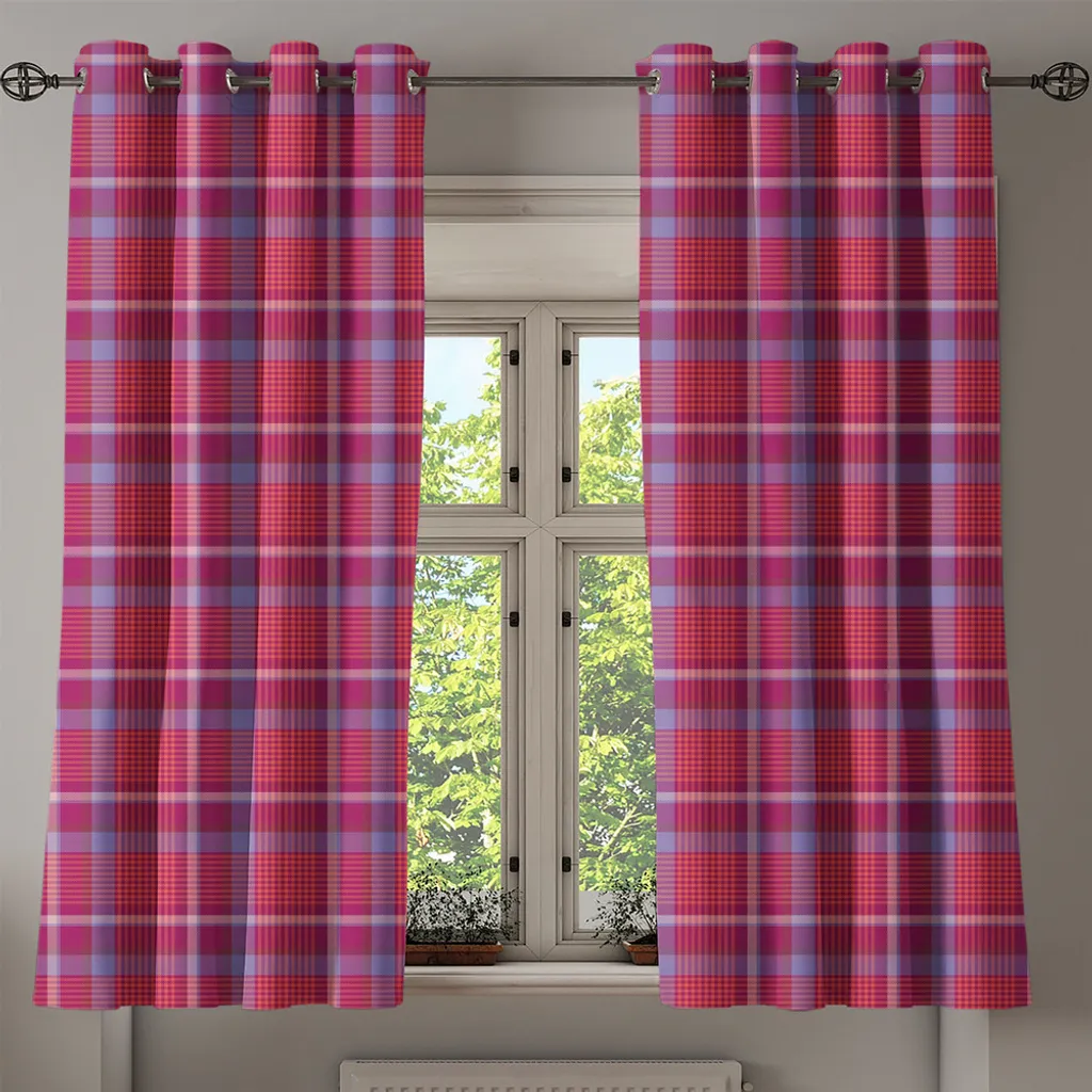 ABAKUHAUS Tenda a quadri con occhielli, motivo culturale britannico-irlandese retrò con disegno astratto celtico tartan, tende decorative a 2 pannelli per finestre, 280 cm x 175 cm, lavanda arancione viola - 2