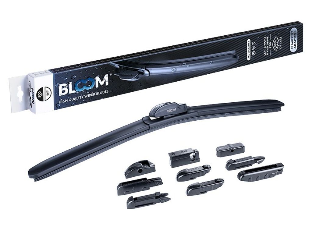 BLOOM Premium Wischerblatt M10 500mm - Rahmenlos, mit 10 Adaptern