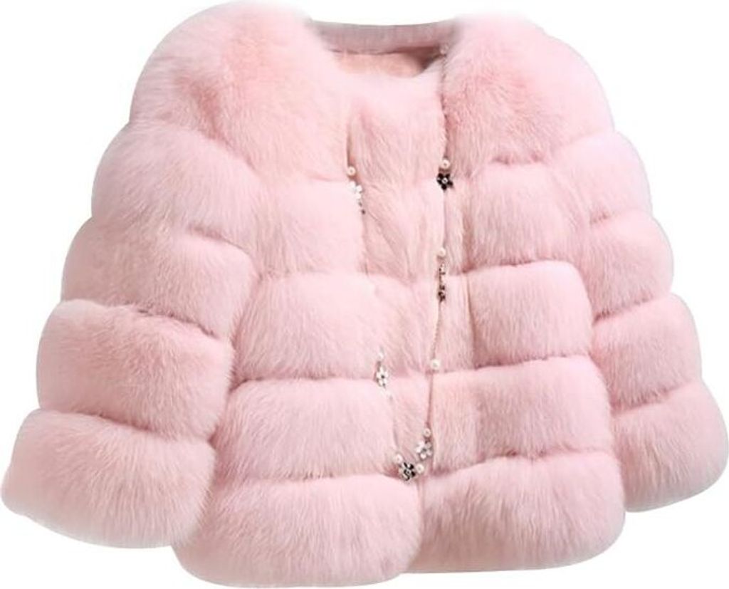 Damen Kunstpelz Mantel Kurzer Faux Pelz Winterjacke Kunstfell Oberbekleidung Einfarbig Dicker Parka Wintermantel, Damen , beige, L