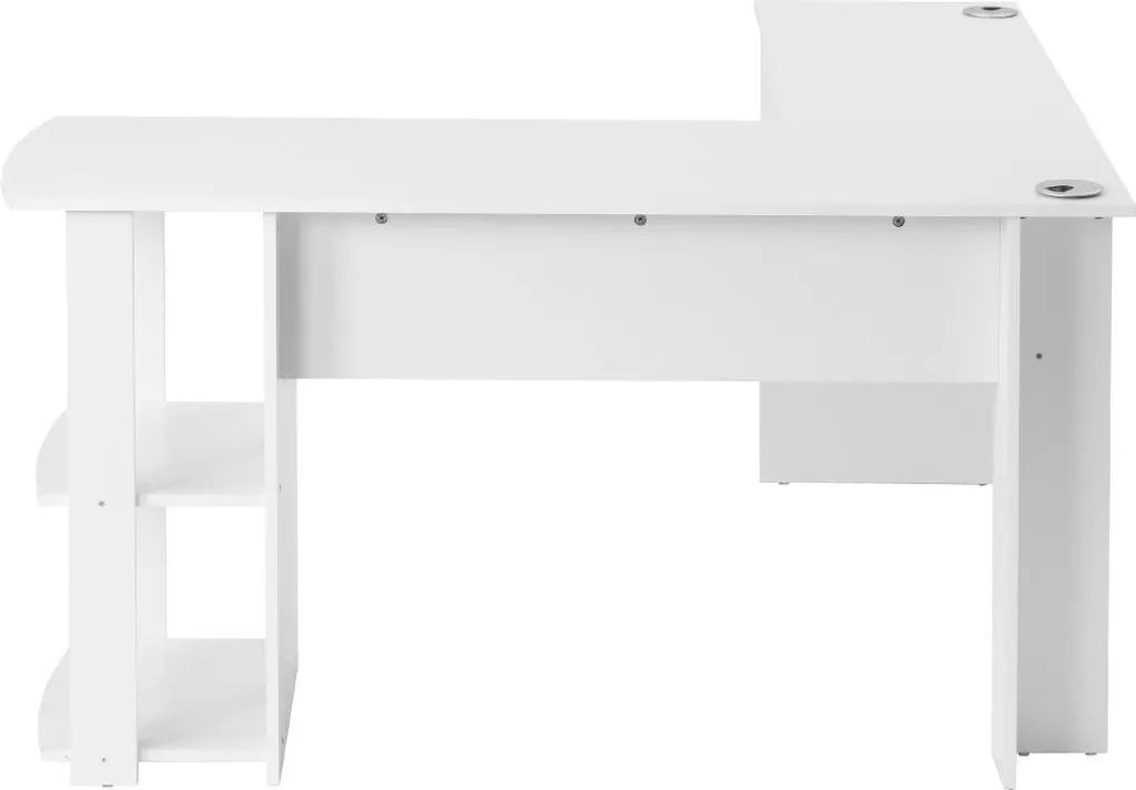 Bureau d'angle blanc avec double rangement intégré de haute qualité - 15