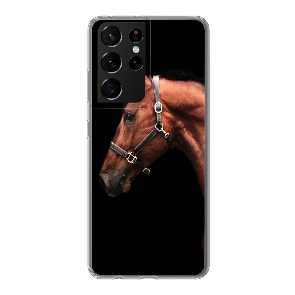 MuchoWow Handyhülle Schutzhülle Hülle für Samsung Galaxy S21 Ultra Pferd - Leicht - Halfter Silikon Softcase Handy Hülle - Mobiltelefon