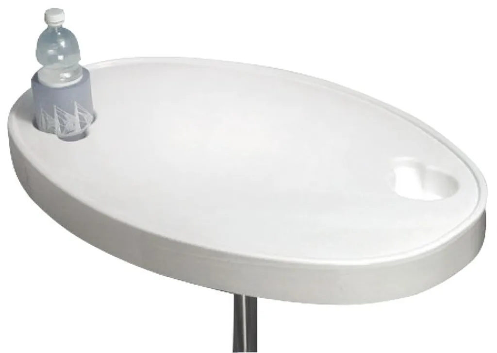 Table ovale en ABS blanc 77x51 cm robuste : fini les angles dangereux !