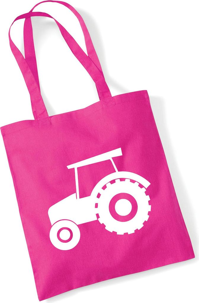 Huuraa Jutebeutel Trecker Traktor 10 Liter Fuchsia Baumwolle Tasche Geschenkidee