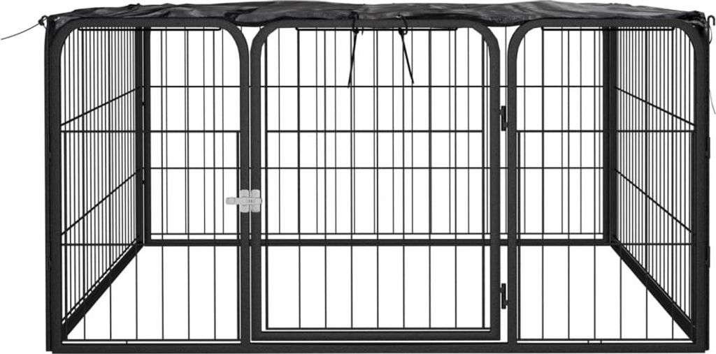 vidaXL Parc pour chiens 4 pièces noir 100x50cm Acier revêtu Image du produit 
