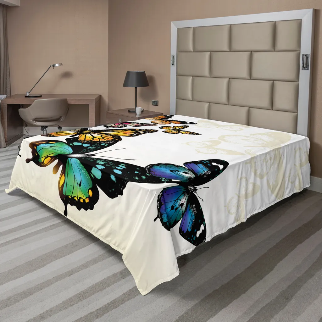 Drap Plat Multicolore Papillons Fantastique 266x260 cm Confort Premium