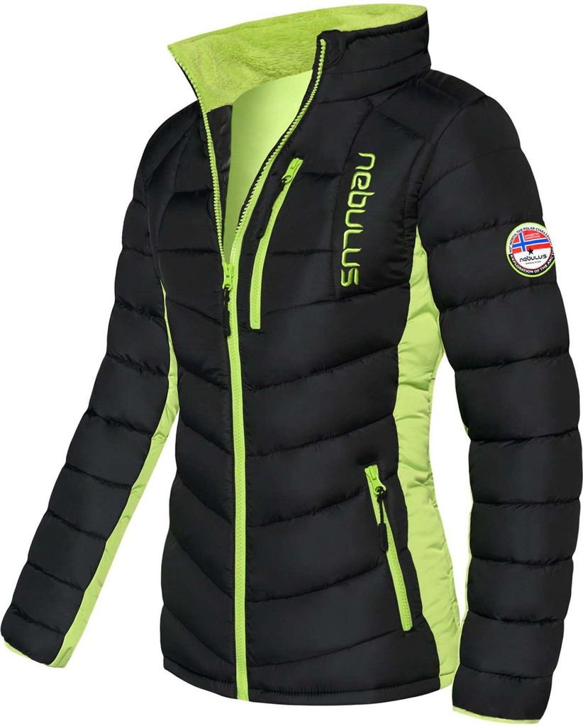 Nebulus GRAFFITY Winterjacke Damen, warme Outdoorjacke, praktische & vielseitige Übergangs- & Winterjacke, P4773 - Damen, schwarz-lime, XL/42