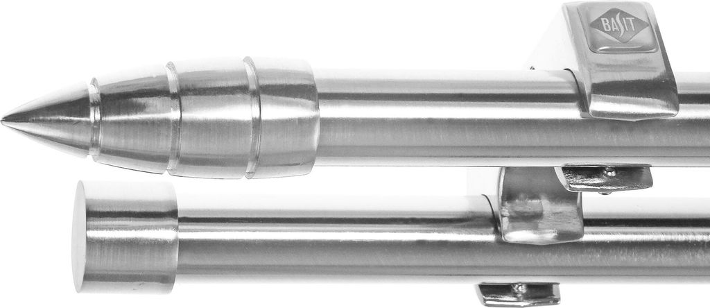 Gardinenstange Ø 20mm Metall in Edelstahl Look 2-läufig Deckenbefestigung D60 RR