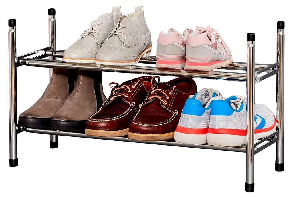 Schuhregal aus Metall - Schmal für bis zu 10 Paar Schuhe - Stapelbar und stabil - Regal zur Schuhaufbewahrung