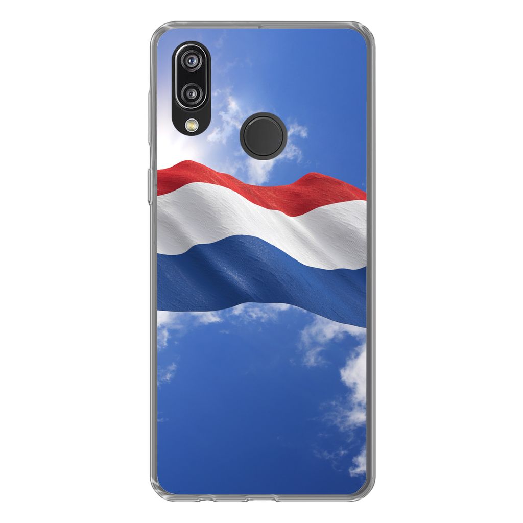 MuchoWow Handyhülle Schutzhülle Hülle für Huawei P20 Lite (2020) Die Flagge der Niederlande weht am Himmel Silikon Softcase Handy Hülle - Ka...