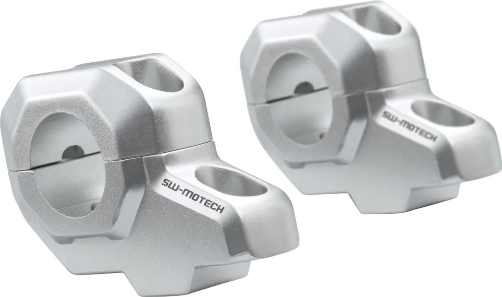 Pontet de Guidon 28mm avec Déport SW-MOTECH Argent pour Moto Trail