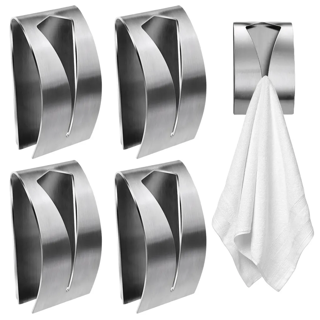 Clip serviette autocollant sans perçage en inox pour WC et douches