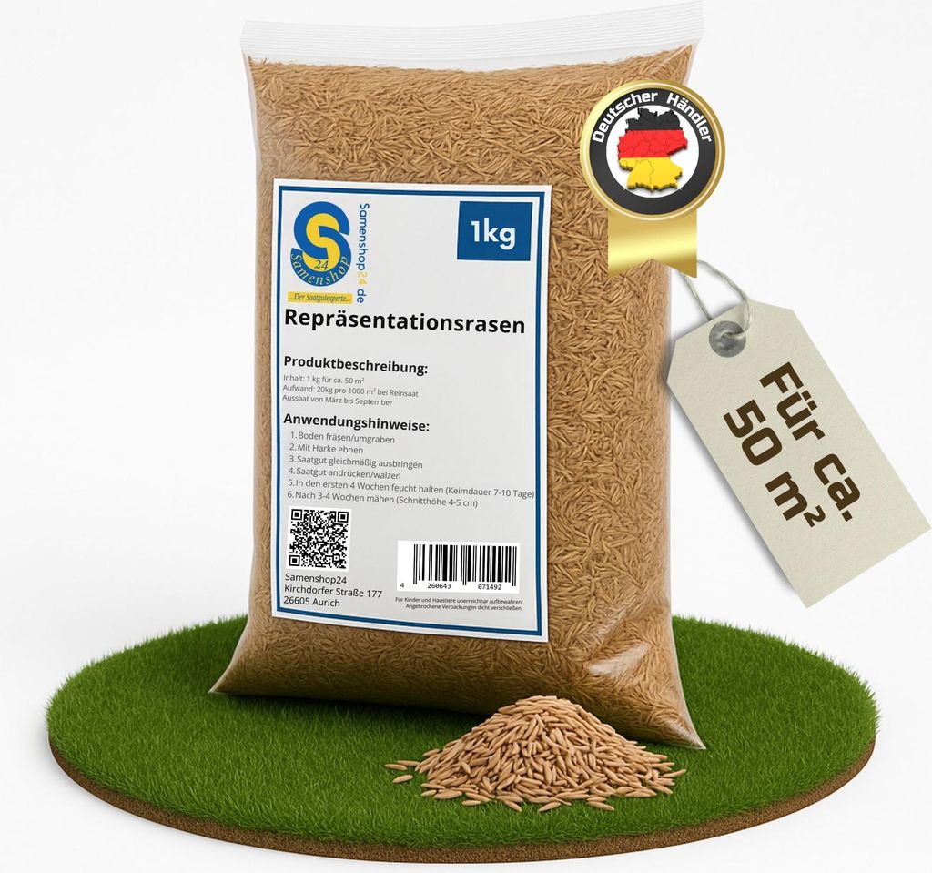 Samenshop24 Repräsentationsrasen 1kg für 50m²