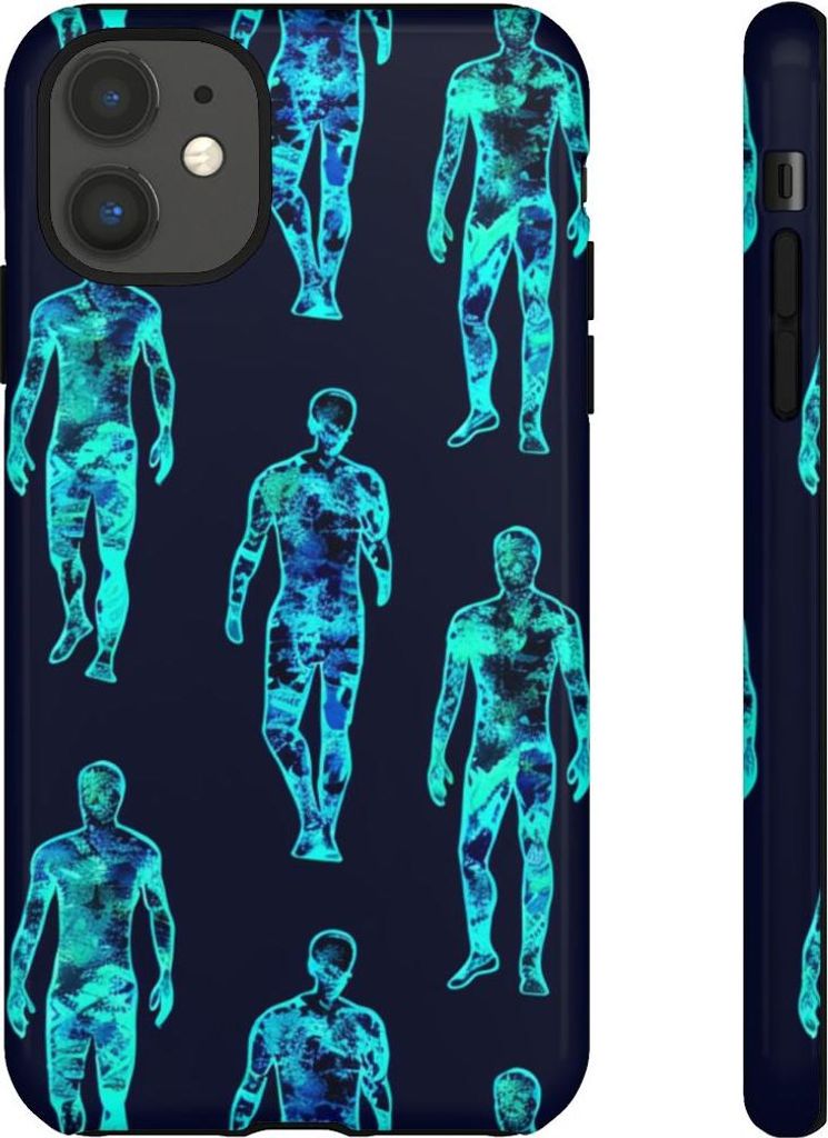 Blau-grüne Neon-Silhouetten – Hülle Kompatibel mit iPhone 11